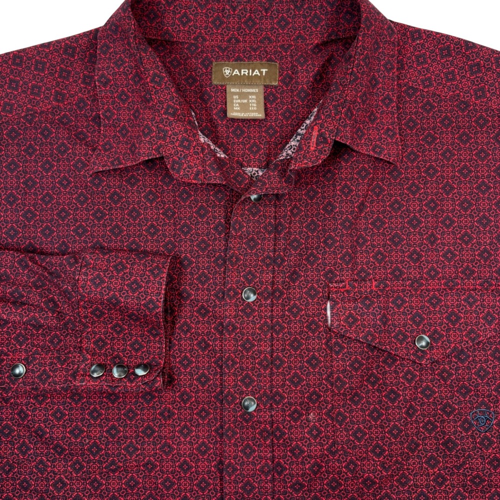 Ariat Men XXL Nyles Classic Fit Snap Long Sleeve Western Medallion Shirt Western